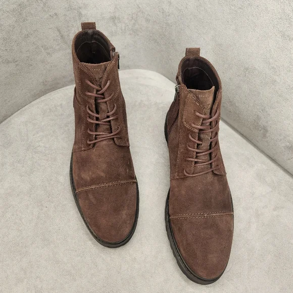 Section X Ankle Boots Men's 8.5 Chocolate Brown Suede Braxton Biker New $135